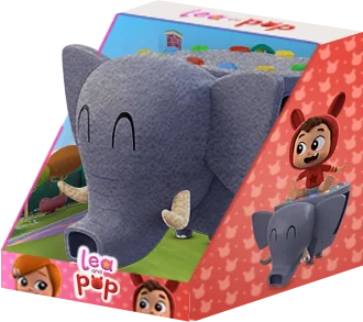 Juguete sampler de peluche de Phanty en su caja