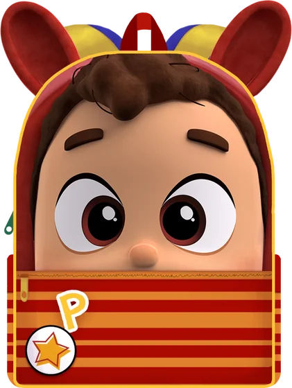 Mochila con la cara de Pop y capucha con orejas de conejo